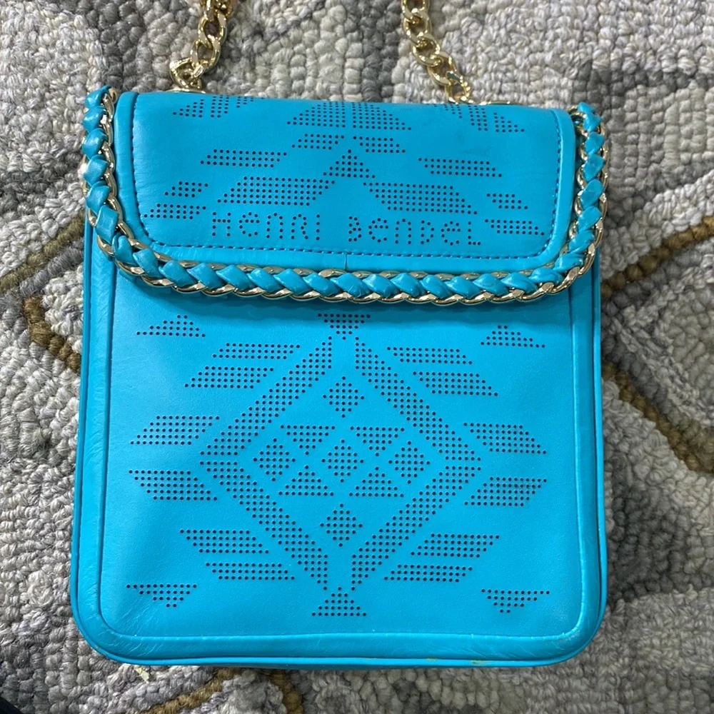 💕 Henri bendel turquoise leather shoulder bag 💕 - Picture 5 of 14